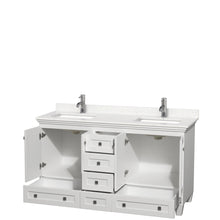 Load image into Gallery viewer, Wyndham Acclaim 60 Inch Double Bathroom Vanity in White, Light-Vein Carrara Cultured Marble Countertop, Undermount Square Sinks, No Mirrors- Wyndham
