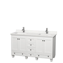Load image into Gallery viewer, Wyndham Acclaim 60 Inch Double Bathroom Vanity in White, Light-Vein Carrara Cultured Marble Countertop, Undermount Square Sinks, No Mirrors- Wyndham