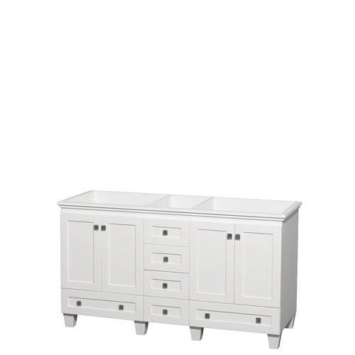Wyndham Acclaim 60 Inch Double Bathroom Vanity in White, No Countertop, No Sinks, and No Mirrors- Wyndham