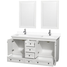 Load image into Gallery viewer, Wyndham Acclaim 60 Inch Double Bathroom Vanity in White, White Cultured Marble Countertop, Undermount Square Sinks, 24 Inch Mirrors- Wyndham