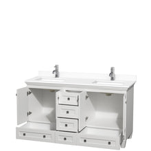 Load image into Gallery viewer, Wyndham Acclaim 60 Inch Double Bathroom Vanity in White, White Cultured Marble Countertop, Undermount Square Sinks, No Mirrors- Wyndham