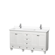 Load image into Gallery viewer, Wyndham Acclaim 60 Inch Double Bathroom Vanity in White, White Cultured Marble Countertop, Undermount Square Sinks, No Mirrors- Wyndham