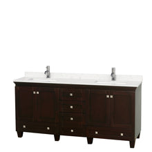 Load image into Gallery viewer, Wyndham Acclaim 72 Inch Double Bathroom Vanity in Espresso, Light-Vein Carrara Cultured Marble Countertop, Undermount Square Sinks, No Mirrors- Wyndham
