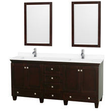 Load image into Gallery viewer, Wyndham Acclaim 72 Inch Double Bathroom Vanity in Espresso, White Cultured Marble Countertop, Undermount Square Sinks, 24 Inch Mirrors- Wyndham
