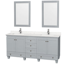 Load image into Gallery viewer, Wyndham Acclaim 72 Inch Double Bathroom Vanity in Oyster Gray, Light-Vein Carrara Cultured Marble Countertop, Undermount Square Sinks, 24 Inch Mirrors- Wyndham