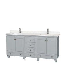 Load image into Gallery viewer, Wyndham Acclaim 72 Inch Double Bathroom Vanity in Oyster Gray, Light-Vein Carrara Cultured Marble Countertop, Undermount Square Sinks, No Mirrors- Wyndham