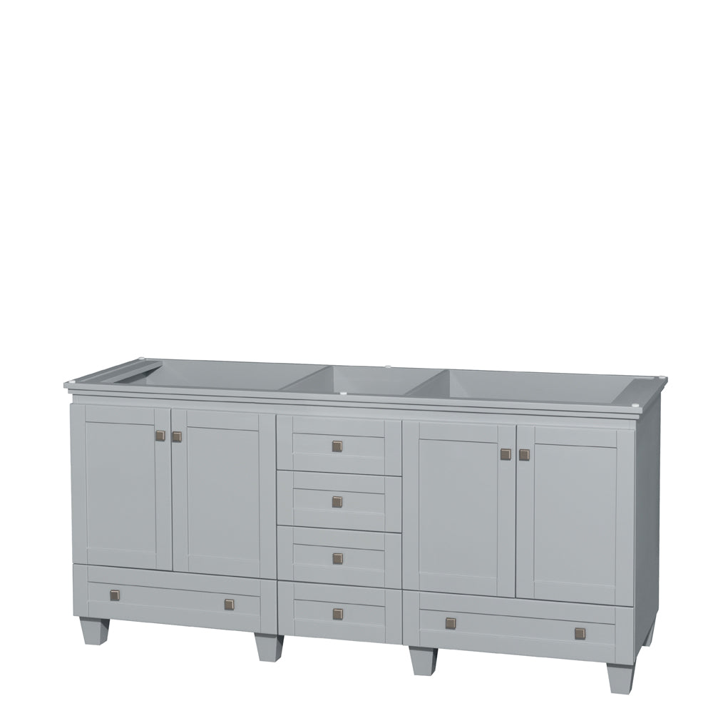 Wyndham Acclaim 72 Inch Double Bathroom Vanity in Oyster Gray, No Countertop, No Sinks, and No Mirrors- Wyndham
