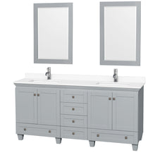 Load image into Gallery viewer, Wyndham Acclaim 72 Inch Double Bathroom Vanity in Oyster Gray, White Cultured Marble Countertop, Undermount Square Sinks, 24 Inch Mirrors- Wyndham