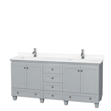 Load image into Gallery viewer, Wyndham Acclaim 72 Inch Double Bathroom Vanity in Oyster Gray, White Cultured Marble Countertop, Undermount Square Sinks, No Mirrors- Wyndham