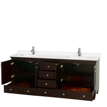 Load image into Gallery viewer, Wyndham Acclaim 80 Inch Double Bathroom Vanity in Espresso, Light-Vein Carrara Cultured Marble Countertop, Undermount Square Sinks, No Mirrors- Wyndham