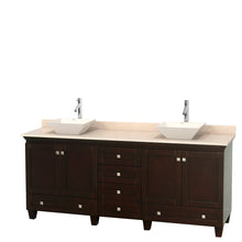 Load image into Gallery viewer, Wyndham Acclaim 80 Inch Double Bathroom Vanity in Espresso, Ivory Marble Countertop, Pyra Bone Porcelain Sinks, and No Mirrors- Wyndham