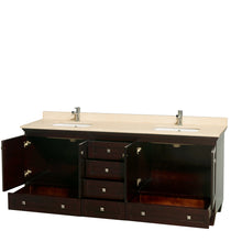 Load image into Gallery viewer, Wyndham Acclaim 80 Inch Double Bathroom Vanity in Espresso, Ivory Marble Countertop, Undermount Square Sinks, and No Mirrors- Wyndham