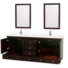Load image into Gallery viewer, Wyndham Acclaim 80 Inch Double Bathroom Vanity in Espresso, White Cultured Marble Countertop, Undermount Square Sinks, 24 Inch Mirrors- Wyndham