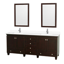 Load image into Gallery viewer, Wyndham Acclaim 80 Inch Double Bathroom Vanity in Espresso, White Cultured Marble Countertop, Undermount Square Sinks, 24 Inch Mirrors- Wyndham