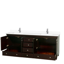 Load image into Gallery viewer, Wyndham Acclaim 80 Inch Double Bathroom Vanity in Espresso, White Cultured Marble Countertop, Undermount Square Sinks, No Mirrors- Wyndham
