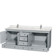 Load image into Gallery viewer, Wyndham Acclaim 80 Inch Double Bathroom Vanity in Oyster Gray, White Carrara Marble Countertop, Undermount Square Sinks, and No Mirrors- Wyndham
