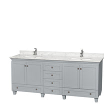 Load image into Gallery viewer, Wyndham Acclaim 80 Inch Double Bathroom Vanity in Oyster Gray, White Carrara Marble Countertop, Undermount Square Sinks, and No Mirrors- Wyndham