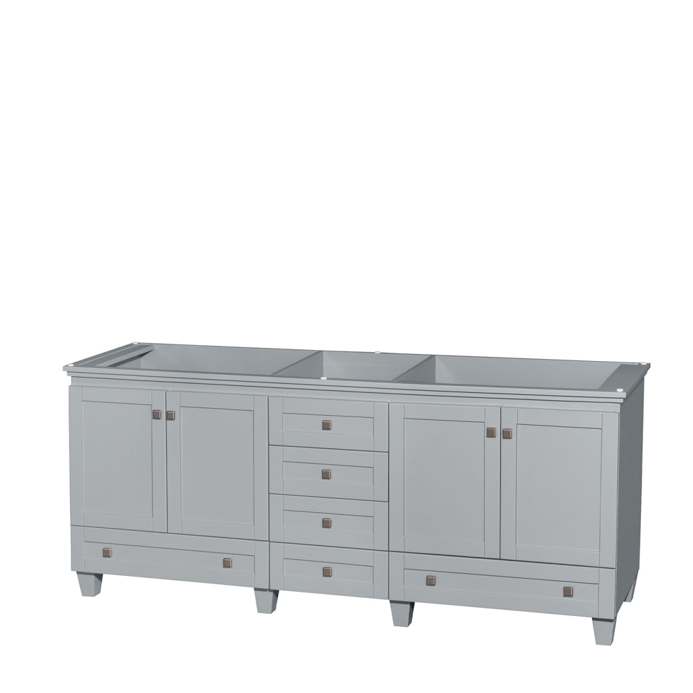 Wyndham Acclaim 80 Inch Double Bathroom Vanity in Oyster Gray, No Countertop, No Sinks, and No Mirrors- Wyndham