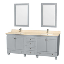 Load image into Gallery viewer, Wyndham Acclaim 80 Inch Double Bathroom Vanity in Oyster Gray, Ivory Marble Countertop, Undermount Square Sinks, and 24 Inch Mirrors- Wyndham
