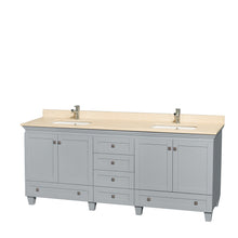 Load image into Gallery viewer, Wyndham Acclaim 80 Inch Double Bathroom Vanity in Oyster Gray, Ivory Marble Countertop, Undermount Square Sinks, and No Mirrors- Wyndham