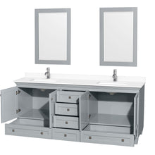 Load image into Gallery viewer, Wyndham Acclaim 80 Inch Double Bathroom Vanity in Oyster Gray, White Cultured Marble Countertop, Undermount Square Sinks, 24 Inch Mirrors- Wyndham