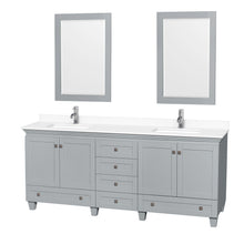 Load image into Gallery viewer, Wyndham Acclaim 80 Inch Double Bathroom Vanity in Oyster Gray, White Cultured Marble Countertop, Undermount Square Sinks, 24 Inch Mirrors- Wyndham