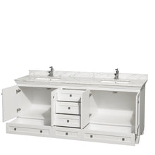 Load image into Gallery viewer, Wyndham Acclaim 80 Inch Double Bathroom Vanity in White, White Carrara Marble Countertop, Undermount Square Sinks, and No Mirrors- Wyndham