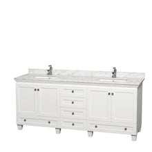 Load image into Gallery viewer, Wyndham Acclaim 80 Inch Double Bathroom Vanity in White, White Carrara Marble Countertop, Undermount Square Sinks, and No Mirrors- Wyndham