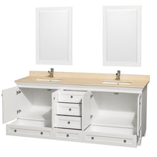Load image into Gallery viewer, Wyndham Acclaim 80 Inch Double Bathroom Vanity in White, Ivory Marble Countertop, Undermount Square Sinks, and 24 Inch Mirrors- Wyndham