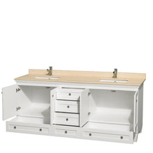 Load image into Gallery viewer, Wyndham Acclaim 80 Inch Double Bathroom Vanity in White, Ivory Marble Countertop, Undermount Square Sinks, and No Mirrors- Wyndham