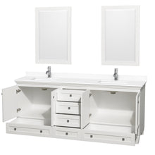 Load image into Gallery viewer, Wyndham Acclaim 80 Inch Double Bathroom Vanity in White, White Cultured Marble Countertop, Undermount Square Sinks, 24 Inch Mirrors- Wyndham
