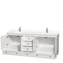 Load image into Gallery viewer, Wyndham Acclaim 80 Inch Double Bathroom Vanity in White, White Cultured Marble Countertop, Undermount Square Sinks, No Mirrors- Wyndham