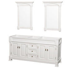 Load image into Gallery viewer, Wyndham Andover 72 Inch Double Bathroom Vanity in White, White Carrara Marble Countertop, Undermount Oval Sinks, and 28 Inch Mirrors- Wyndham