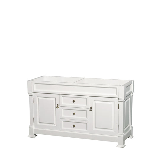 Wyndham Andover 60 Inch Double Bathroom Vanity in White, No Countertop, No Sink, and No Mirror- Wyndham