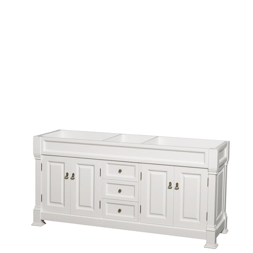 Wyndham Andover 72 Inch Double Bathroom Vanity in White, No Countertop, No Sink, and No Mirror- Wyndham
