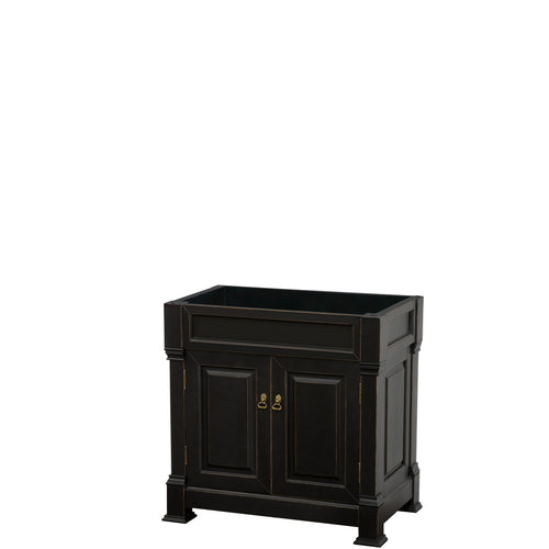 Wyndham Andover 36 Inch Single Bathroom Vanity in Black, No Countertop, No Sink, and No Mirror- Wyndham