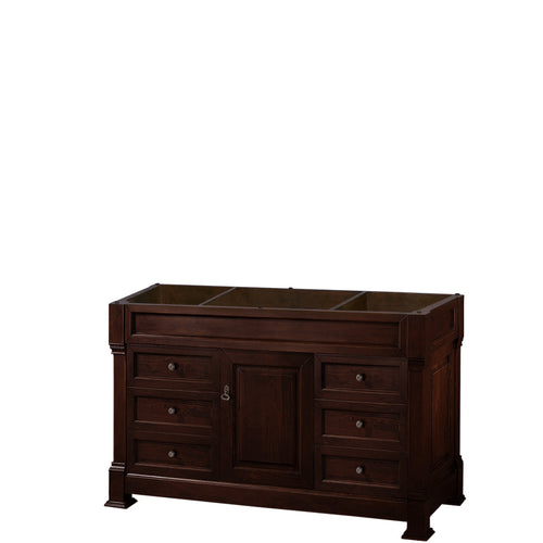 Wyndham Andover 55 Inch Single Bathroom Vanity in Dark Cherry, No Countertop, No Sink, and No Mirror- Wyndham