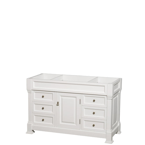 Wyndham Andover 55 Inch Single Bathroom Vanity in White, No Countertop, No Sink, and No Mirror- Wyndham