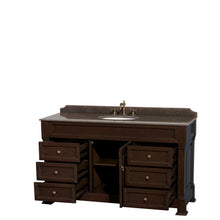 Load image into Gallery viewer, Wyndham Andover 60 Inch Single Bathroom Vanity in Dark Cherry, Imperial Brown Granite Countertop, Undermount Oval Sink, and No Mirror- Wyndham