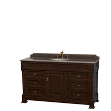 Load image into Gallery viewer, Wyndham Andover 60 Inch Single Bathroom Vanity in Dark Cherry, Imperial Brown Granite Countertop, Undermount Oval Sink, and No Mirror- Wyndham