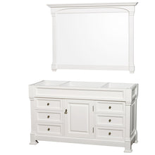 Load image into Gallery viewer, Wyndham Andover 60 Inch Single Bathroom Vanity in White with White Carrara Marble Countertop, Undermount Oval Sink, and 56 Inch Mirror- Wyndham