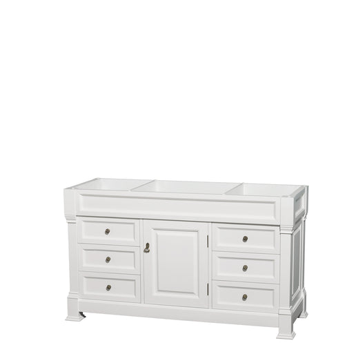 Wyndham Andover 60 Inch Single Bathroom Vanity in White, No Countertop, No Sink, and No Mirror- Wyndham