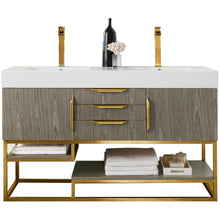 Load image into Gallery viewer, James Martin Columbia 59&quot; Ash Gray - Radiant Gold Double Vanity- James Martin