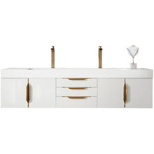 Load image into Gallery viewer, James Martin Mercer Island 72&quot; Glossy White - Radiant Gold Double Vanity- James Martin