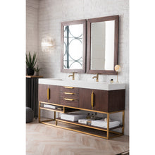 Load image into Gallery viewer, James Martin Columbia 72&quot; Coffee Oak - Radiant Gold Double Vanity