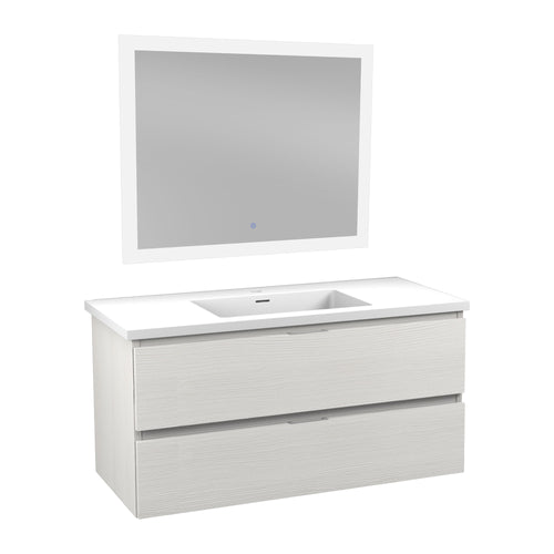 39 in W x 20 in H x 18 in D Bath Vanity in Rich White with Cultured Marble Vanity Top in White with White Basin & Mirror- Anzzi