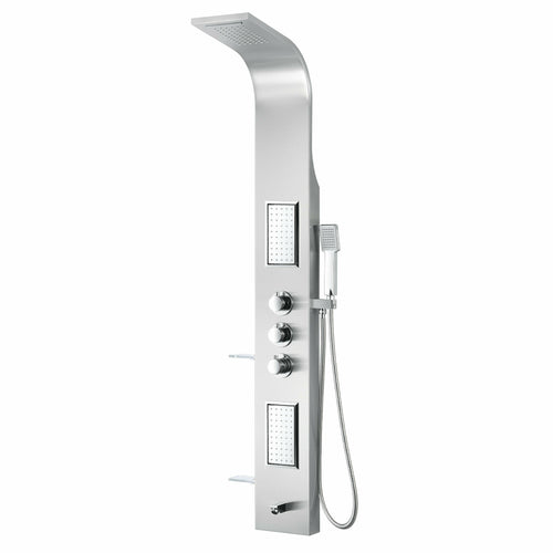 Field 58 in. Full Body Shower Panel with Heavy Rain Shower and Spray Wand in Brushed Steel- Anzzi