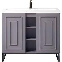 Load image into Gallery viewer, James Martin Alicante&#39; 39.5&quot; Grey Smoke-Matte Black Single Vanity Cabinet- James Martin