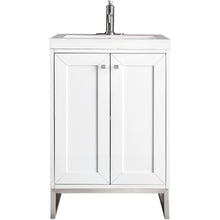 Load image into Gallery viewer, James Martin Chianti 24&quot; Glossy White - Brushed Nickel Single Vanity- James Martin