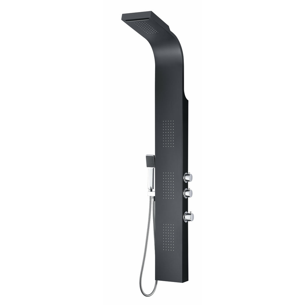 Atoll Series 66 in. Full Body Shower Panel System with Heavy Rain Shower and Spray Wand in Black- Anzzi